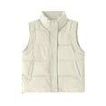 thumbnail image 1 of Fanxing Women Puffer Vests Sleeveless Cropped Outwear Warm Winter Lightweight Coat Stand Collar Down Jackets with Pockets Beige XL, 1 of 4