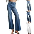 thumbnail image 1 of Fanxing Women Ripped Flare Jeans High Rise Fitted Denim Pants 2025 Fashion Wide Leg Long Pants, 1 of 8