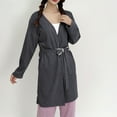 thumbnail image 1 of Fanxing Women Robes Lightweight Knee Lenght Bathrobe Short Kimono Robe Soft Knit Ladies Sleepwear Dark Gray L, 1 of 8