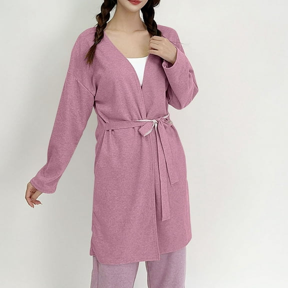 Fanxing Women Robes Lightweight Knee Lenght Bathrobe Short Kimono Robe Soft Knit Ladies Sleepwear Purple 2XL