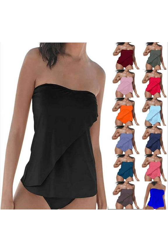 Women Tankini Two Pieces Swimsuit Push up Tummy Control Two Pieces Tummy Control Bathing Suits Swimwear Tankini Tops & Bottoms Hot Pink,XL