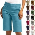 thumbnail image 1 of Fanxing Women's 15" Long Shorts Casual Cargo Capris Summer Elastic Waist Hiking Cargo Shorts Lightweight Below The Knee Capri Cropped Pants with Pockets Brown,M, 1 of 7