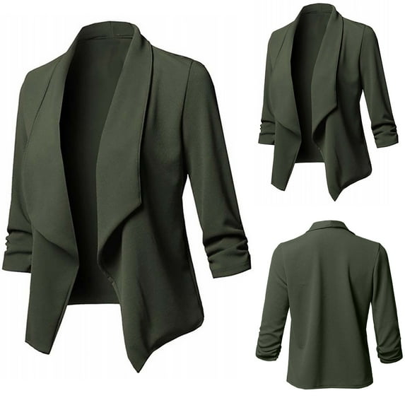 Fanxing Women's 3/4 Sleeve Cardigan Plus Size Open Front Shrugs Drapped Cropped Jacket Lightweight Duster Coat Clearance S/M/L/XL/2XL/3XL/4XL/5XL