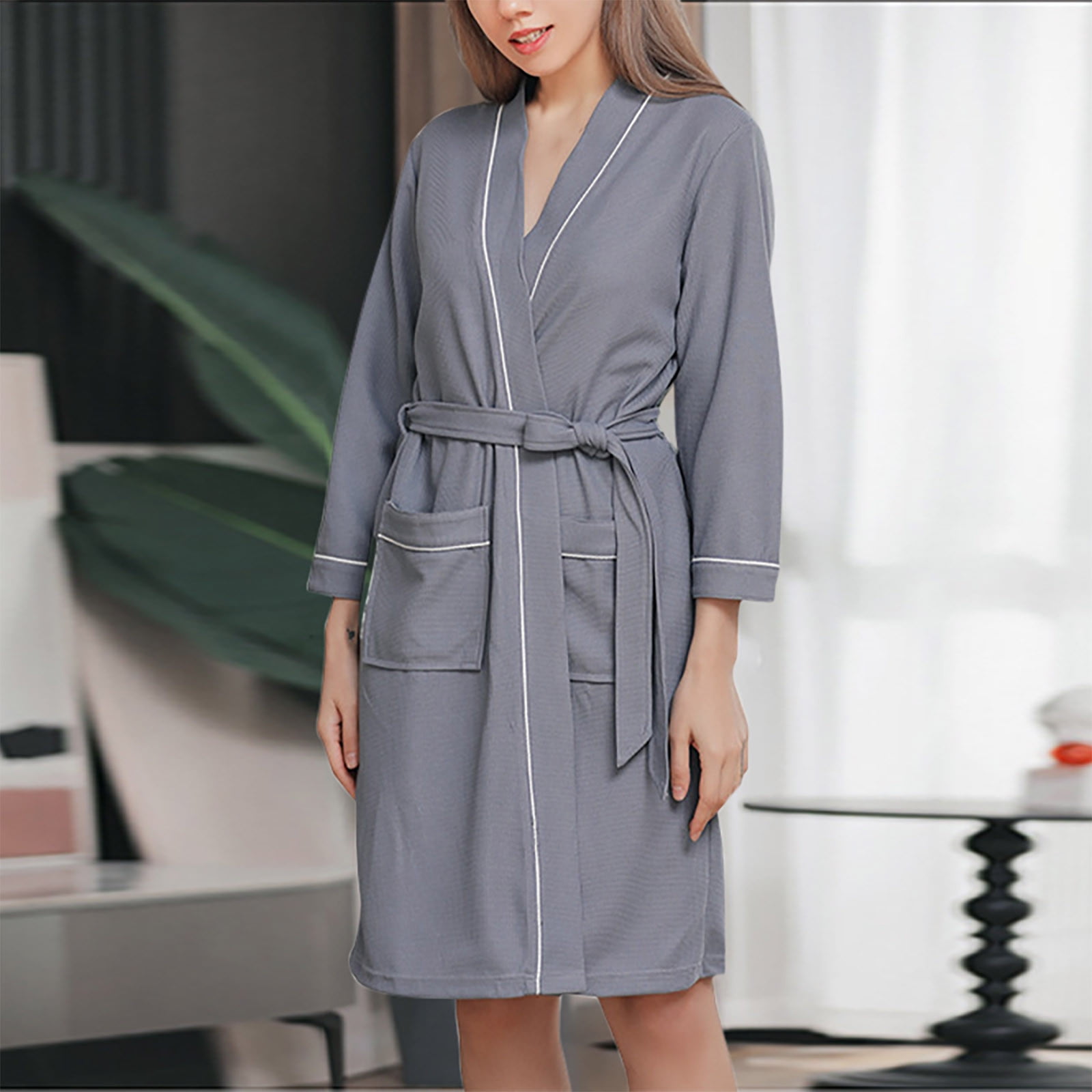 grey waffle dressing gown Air Waffle Robe – Grey