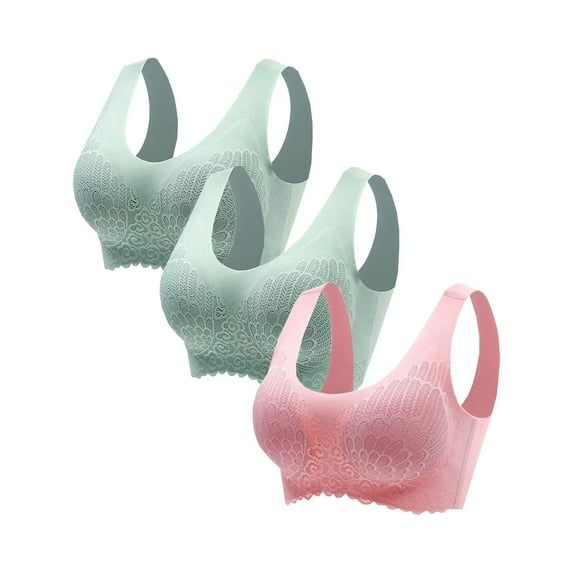 Fanxing Women's 3 Pack Coverage Wireless Bra with Padded Comfort T-Shirt Bra Support Spaghetti Straps Wire-Free Yoga Bra M,L,XL,XXL,XXXL,XXXXL