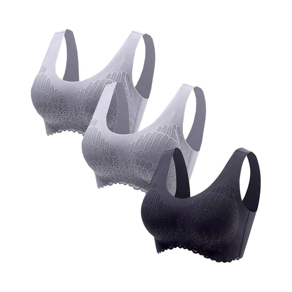 Fanxing Women's 3 Pack Plus Size Np Underwire Comfort T-Shirt Bras Plus Size Sports Bra Wirefree Bralrttes M,L,XL,XXL,XXXL,XXXXL