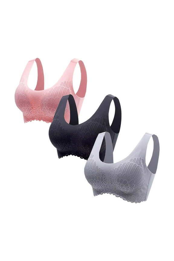 Women's 3 Pack Seamless Comfortable Sports Bra Plus Size Comfort Lightly Wireless Bralette Bras M,L,XL,XXL,XXXL,XXXXL