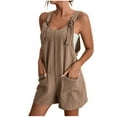 thumbnail image 1 of Fanxing Women's Bib Overalls Shorts Casual Summer Sleeveless Strap Loose Wide Leg Jumpsuits with Pockets XS,S,M,L, 1 of 7