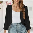 thumbnail image 1 of Fanxing Women's Bolero Shrugs Chiffon Open Front Sheer Dressy Cardigan Black M, 1 of 5