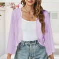thumbnail image 1 of Fanxing Women's Bolero Shrugs Chiffon Open Front Sheer Dressy Cardigan Purple M, 1 of 5