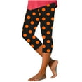 thumbnail image 1 of Fanxing Women's Capri Leggings Polka Dots Printed Yoga Pants Tummy Control Stretchy Knee Length Leggings Lounge Comfy Capris Casual Summer Capris Orders Placed By Me On Walmart Orange,XL, 1 of 6