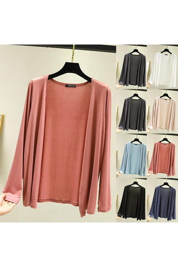 Women's Casual Shawl Cardigan Lightweight Long Sleeve Open Front Cardigans Solid Color Drape Wraps Clothing Light Blue,XL