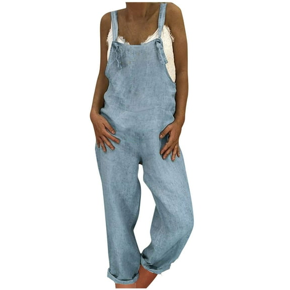 Fanxing Women's Casual Stretch Adjustable Denim Bib Overalls Jeans Pants Jumpsuits Sleeveless Overalls Suspenders With Pockets Light Blue,XXXXXL