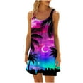 thumbnail image 1 of Fanxing Women's Casual T-Shirt Long Sleeve Swing Dress Bohemian Summer Floral Print Sleeveless Ruffle Tiered Beach Long Midi Dress Purple,XL Female, 1 of 6