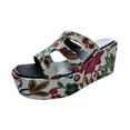 thumbnail image 1 of Fanxing Women's Chunky High Heels Sandals Floral Embroidered Open Toe Summer Dressy Fashion Platform Sandals, 1 of 5