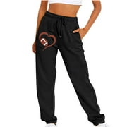 FANXING Women's Cinch Bottom Sweatpants High Waisted Athletic Joggers Sweatpants High Waisted Jogger Pants Women Cinch Bottom Sweatpants Trendy Baggy Joggers with Pockets Black,M