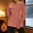 thumbnail image 1 of Fanxing Women's Crew Neck Thermal Base Layer Tops Casual Raglan Long Sleeve Slim Fit Solid Color Winter Pullover Pink L, 1 of 9