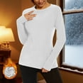thumbnail image 1 of Fanxing Women's Crew Neck Thermal Base Layer Tops Casual Raglan Long Sleeve Slim Fit Solid Color Winter Pullover White XL, 1 of 9