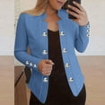 thumbnail image 1 of Fanxing Women's Double Breasted Blazers Slim Fit Notch Lapel Work Office Suits Jackets Blue L, 1 of 9
