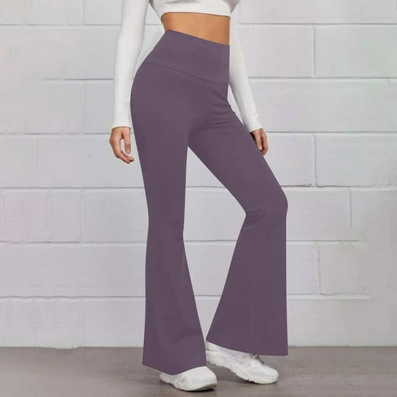 Fanxing Women's Flare Leggings Athletic Casual Business Yoga Work Pants High Waist Tummy Control Bootcut Toursers Purple L