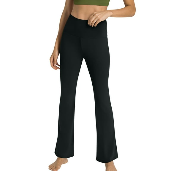 Fanxing Women's Flare Leggings Butt Lifiting Stretchy Yoga Pants High Rise Tummy Control Workout Bell Bottom Black S