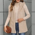 thumbnail image 1 of Fanxing Women's Fleece Hooded Vest Open Front Sherpa Cardigan Sleeveless Soft Cozy Warm Jacket Warm Outdwear Khaki L, 1 of 8