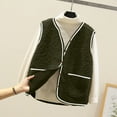 thumbnail image 1 of Fanxing Women's Fuzzy Fleece Vest Trendy Button Down Sleeveless Sherpa Jacket Stand Collar Winter Coat Outerwear with Pockets Green L, 1 of 5
