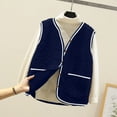 thumbnail image 1 of Fanxing Women's Fuzzy Fleece Vest Trendy Button Down Sleeveless Sherpa Jacket Stand Collar Winter Coat Outerwear with Pockets Navy M, 1 of 5