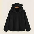 thumbnail image 1 of Fanxing Women's Fuzzy Hoodies Pullover Sherpa Fleece Liend Hooded Sweatshirt Cute Teddy Ear Cozy Soft Winter Warm Homewear Black 2XL, 1 of 7