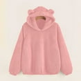thumbnail image 1 of Fanxing Women's Fuzzy Hoodies Pullover Sherpa Fleece Liend Hooded Sweatshirt Cute Teddy Ear Cozy Soft Winter Warm Homewear Pink L, 1 of 8