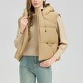 thumbnail image 1 of Fanxing Women's Hooded Puffer Vest Winter Zip Up Lightweight Sleeveless Warm Crop Jacket Outerwear Padded Coat with Pocket Khaki 2XL, 1 of 9