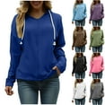 thumbnail image 1 of Fanxing Women's Hoodie Trendy V Neck Sweatshirts Long Sleeve Casual Loose Fit 2025 Fall Pullover Hooded Tee Tops Pink XL, 1 of 7