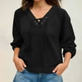 thumbnail image 1 of Fanxing Women's Lace-up Hooded Sweatshirt Fall Long Sleeve Loose Comfy Pullover Tunic Tops Black 2XL, 1 of 9