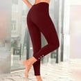 thumbnail image 1 of Fanxing Women's Leggings with Side Buckles High Rise Tummy Control Yoga Pants Athletic Butt Lifting Gym Stretch Bottom Red L, 1 of 6