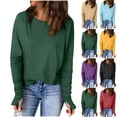 thumbnail image 1 of Fanxing Women's Long Sleeve Shirts with Thumb Hole Casual Crewneck Pullover Lightweight Tees Shirt 2025 Fall Tops Red,XL, 1 of 8