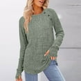 thumbnail image 1 of Fanxing Women's Long Sleeve Sweater Top Crewneck Ribbed Kint Lightweight Fall Tunic Shirt Seatshirt with Thumb Hole Army Green S, 1 of 5