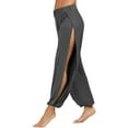 thumbnail image 1 of Fanxing Women's Loose Casual Linen Pants Wide Legs Summer Comfy Lounge Wear Side Slit Baggy Yoga Pants Palazzo Trousers Dark Gray X-Large, 1 of 3