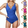 thumbnail image 1 of Fanxing Women's One Piece Swimsuit Ruched Swimwear Tummy Control Bathing Suit Padded Cheeky Swimsuits Blue,L, 1 of 7