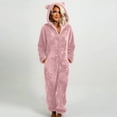 thumbnail image 1 of Fanxing Women's Onesies Pajamas Sherpa Fleece One Piece Romper Zipper Cute Hooded Jumpsuit Plus Size Pajama Loungewear Black 2XL, 1 of 5