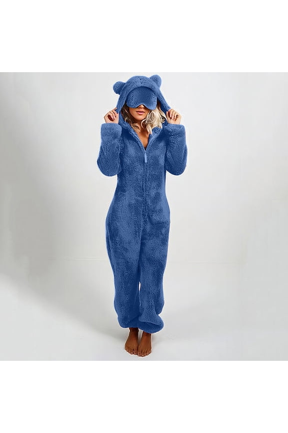 Women's Onesies Pajamas Sherpa Fleece One Piece Romper Zipper Cute Hooded Jumpsuit Plus Size Pajama Loungewear Pink 4XL