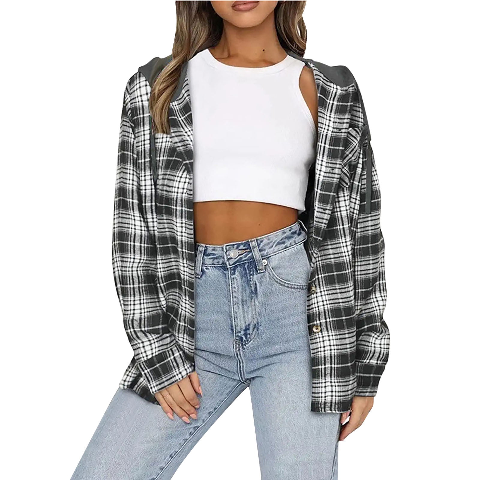 Hoodie Black And White Flannel Outfits Outfit Flannel Sweater