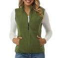 thumbnail image 1 of Fanxing Women's Plus Size Fleece Vest, Polar Soft Sleeveless Jacket Classic Fit Stand Collar Gilet with Zip up Pockets Green 5XL, 1 of 6