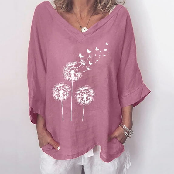 Fanxing Women's Plus Size V Neck T Shirts Summer Half Sleeve Oversized Tees Casual Loose Fit Tunic Tops for Ladies S,M,L,XL,XXL,XXXL,XXXXL