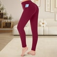 thumbnail image 1 of Fanxing Women's Plus Yoga Pants with Side Pockets High Waisted Tummy Control Workout Leggings for Gym Running Wine XL, 1 of 8