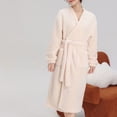 thumbnail image 1 of Fanxing Women's Plush Soft Fleece Robes Terry Cloth Kimono Bathrobe Thick Cozy Warm Spa Sleepwear Loungewear White Free Size, 1 of 7