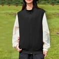 thumbnail image 1 of Fanxing Women's Polar Fleece Vest, Stand Collar Sleeveless Sherpa Jacket Lightweight Zip Up Travel Warm Gilet Black 2XL, 1 of 9