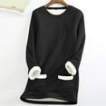 thumbnail image 1 of Fanxing Women's Sherpa Lined Sweatshirt 2025 Winter Warm Loose Plush Pullover Fuzzy Fleece Thermal Tops Crewneck Long Sleeve Lounge Top Black,XXL, 1 of 5