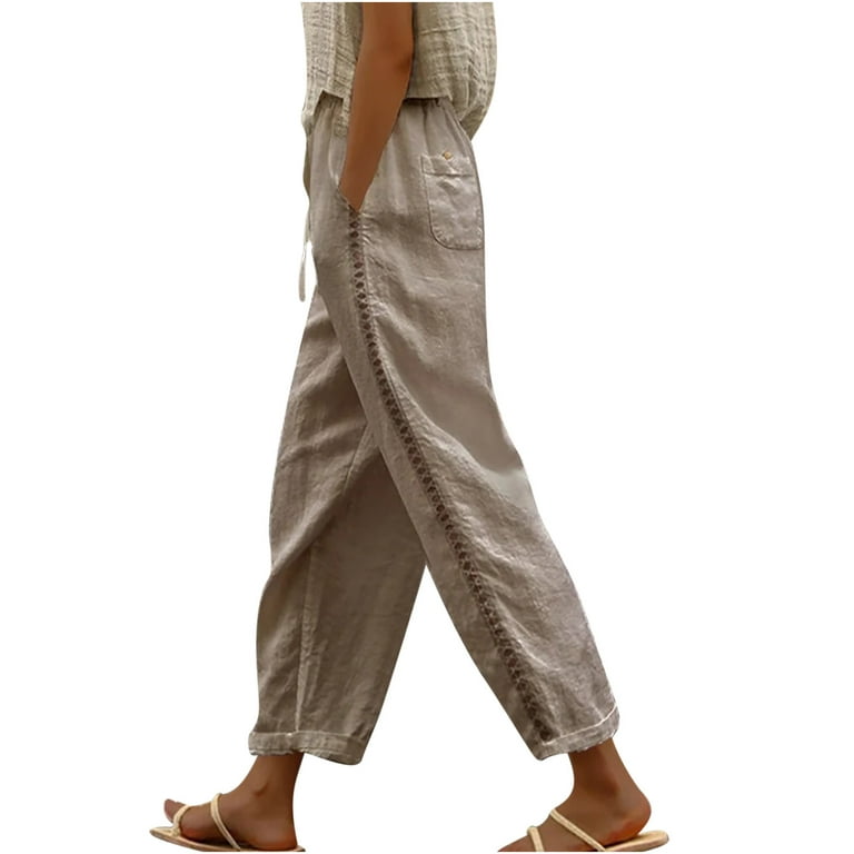 Womens Linen Baggy Pants, Washed Linen Pants, Long Linen Pants