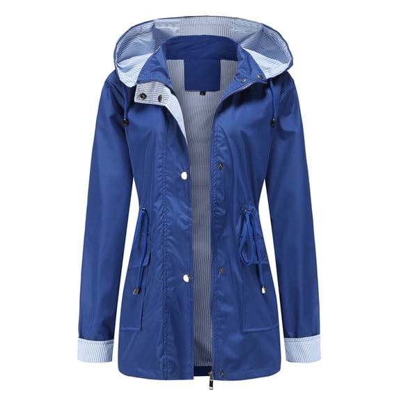 Fanxing Women's Softshell Jacket with Hood, Windbreaker Waterproof Warm Fleece Lined Coat,Lightweight Packable Raincoat Outdoor Hooded Outwear for Hiking Travel