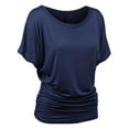 thumbnail image 1 of Fanxing Women's Summer Tops Casual Ruffle Short Sleeve Shirts 2025 Fashion Round Neck Tunic Blouses Navy,XL, 1 of 7